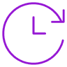 circular arrow with clock purple
