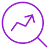 magnifying glass with up arrow purple