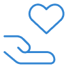 Hand gifting heart blue
