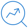 magnifying glass with up arrow blue