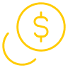 Dollar symbol in coins yellow