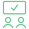 user icon and box with tick green