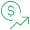 Up arrow with dollar symbol