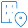 Building and location icon blue