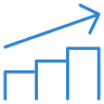 bar graph with up arrow blue