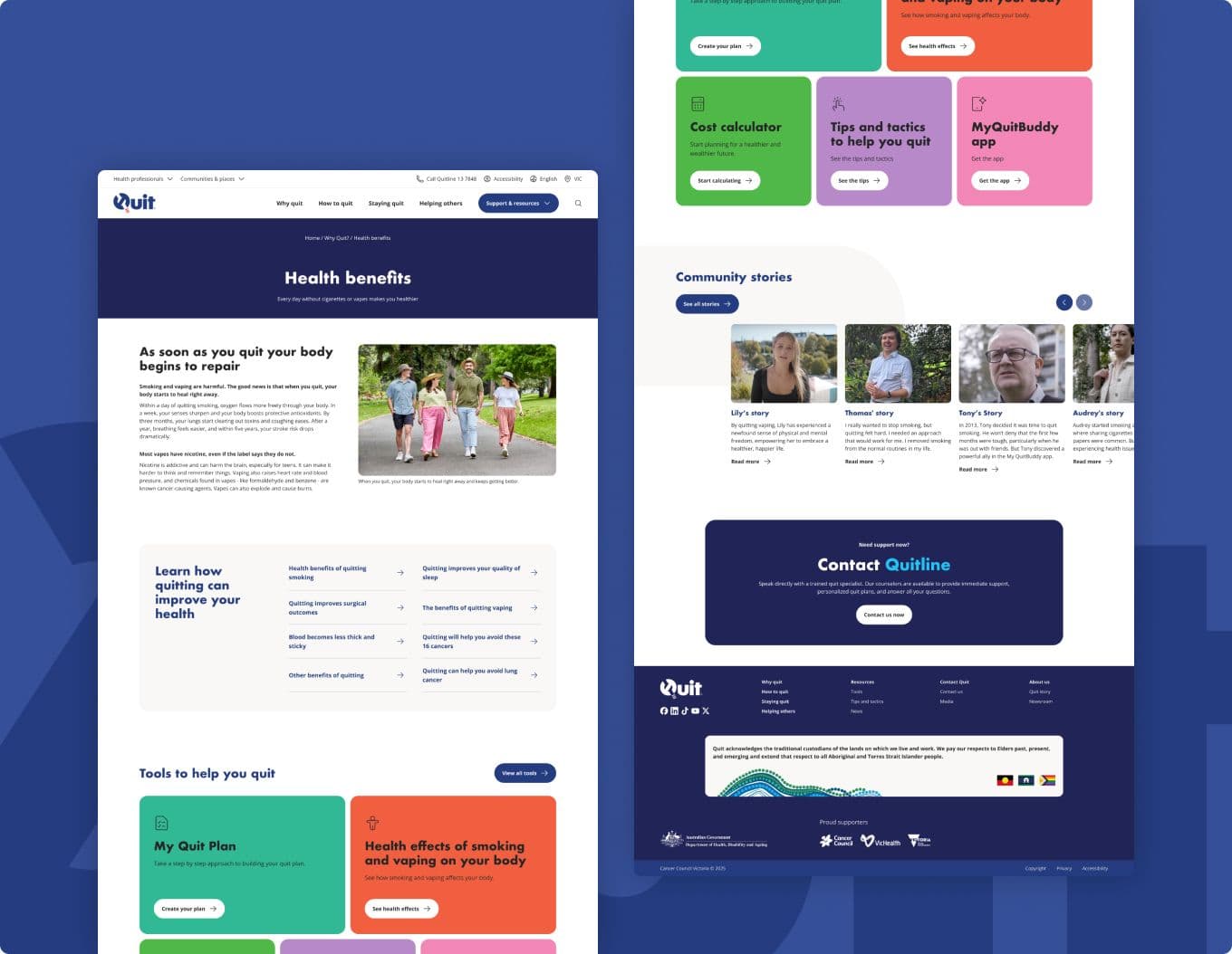 quit.org.au website screenshots