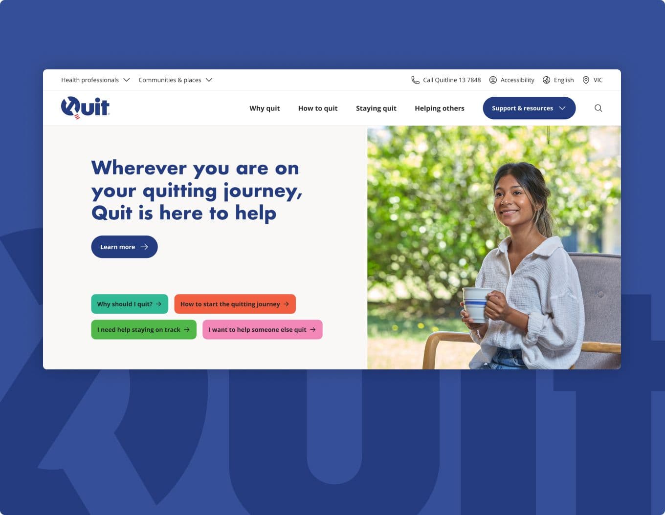 Quit.org home screen