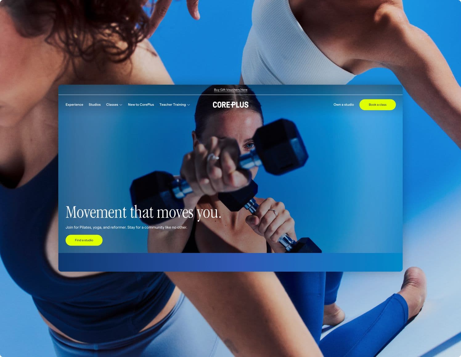 Screenshot of CorePlus website homepage