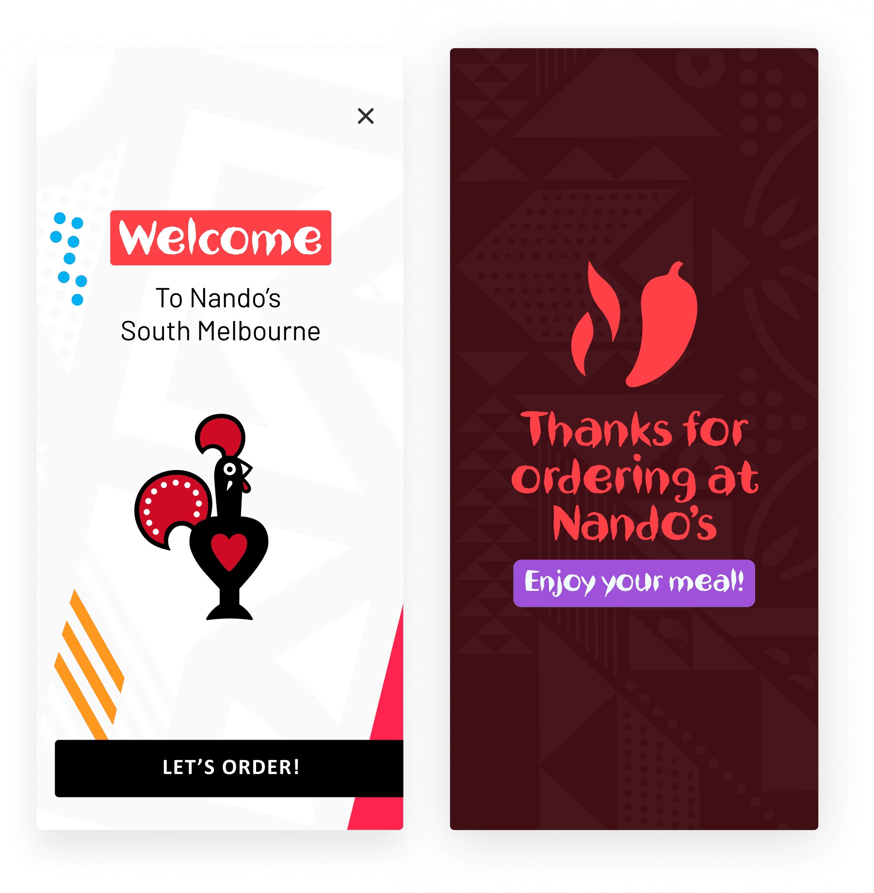 Nando's order at table app screen